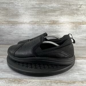 Clarks Women's Breeze Dawn Black Leather Slip On Shoes Size 6.5